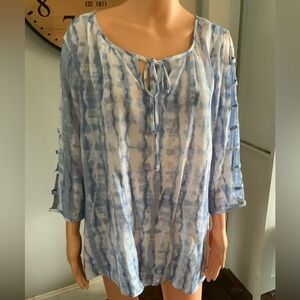 Women's Blue Tie-Dye Top